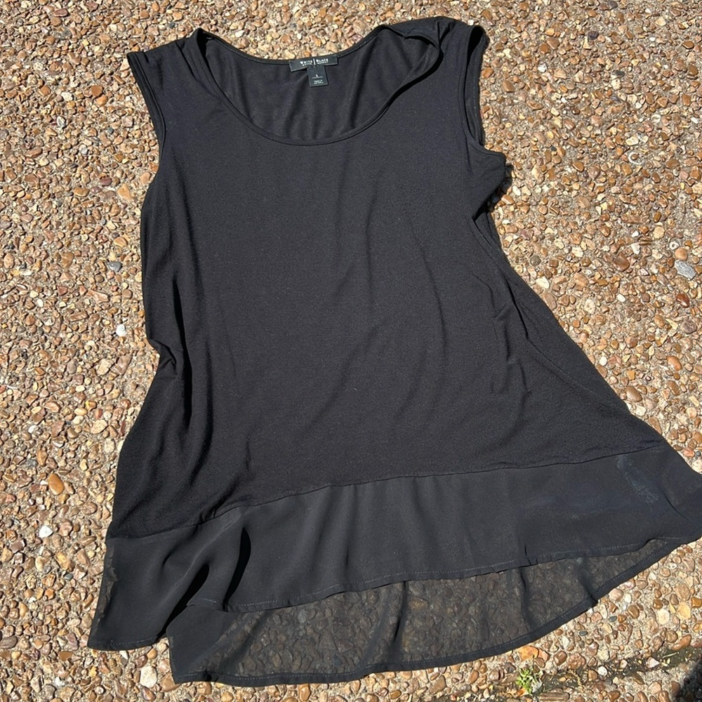 White House Black Market Tunic Tank Top with Chiffon Detail at bottom